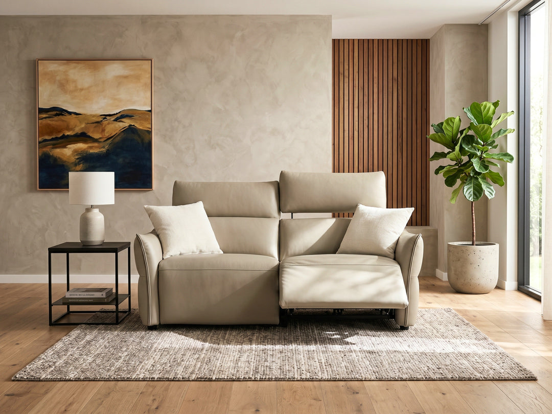 Cyprus Leather Recliner Sofa with Adjustable Headrests