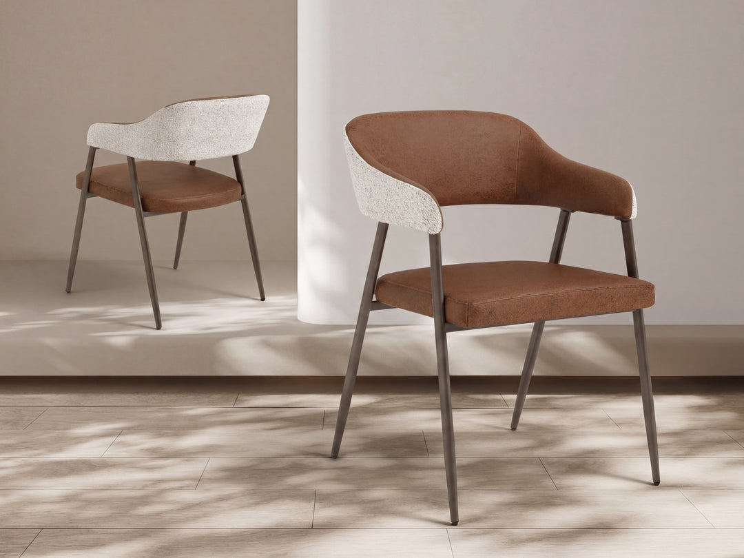 Dora Tan Leather Dining Chair | Modern Dining Chair