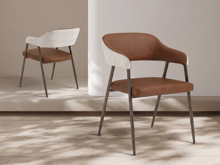 Dora Tan Leather Curved Back Dining Chair