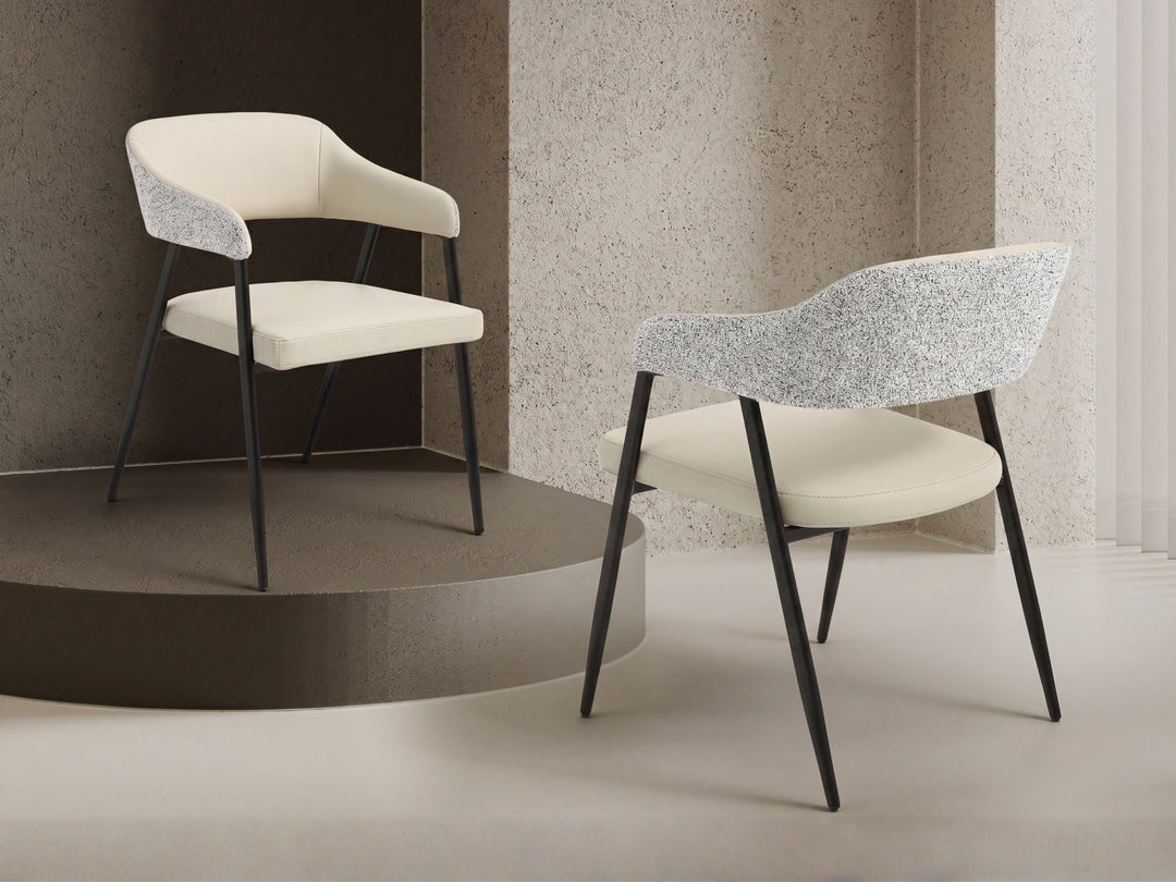 Dora Cream Leather Curved Back Dining Chair