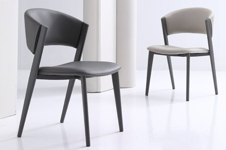Dior Designer Dining Chair with Carbon Steel Legs in Grey