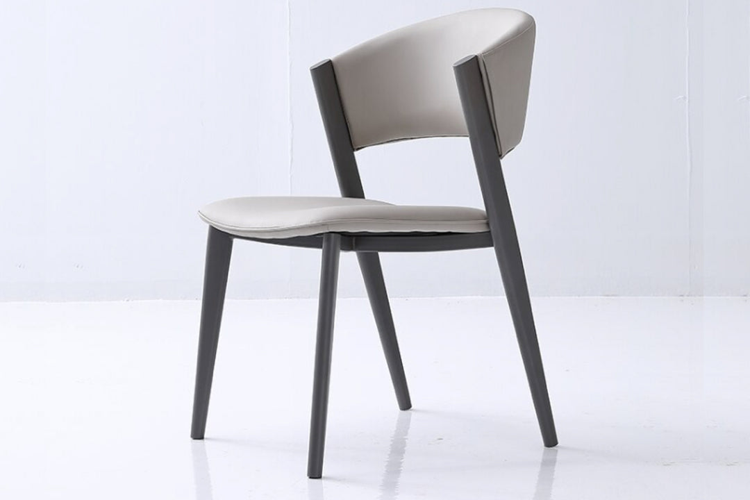 Dior Designer Dining Chair with Carbon Steel Legs in Grey