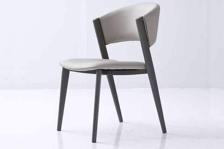 Dior Designer Dining Chair with Carbon Steel Legs in Grey