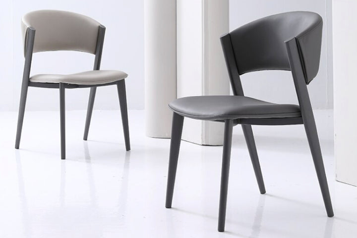 Dior Designer Dining Chair with Carbon Steel Legs in Grey