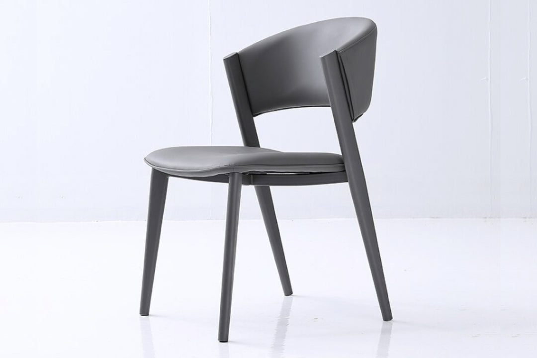 Dior Designer Dining Chair with Carbon Steel Legs in Grey
