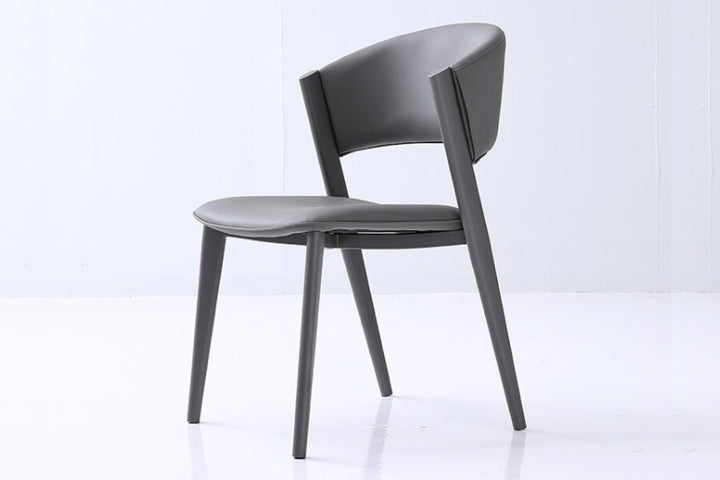 Dior Designer Dining Chair with Carbon Steel Legs in Grey