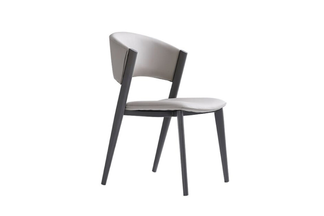 Dior Designer Dining Chair with Carbon Steel Legs in Grey