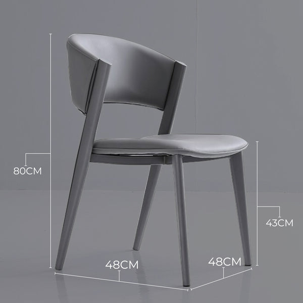 Dior Designer Dining Chair with Carbon Steel Legs in Grey