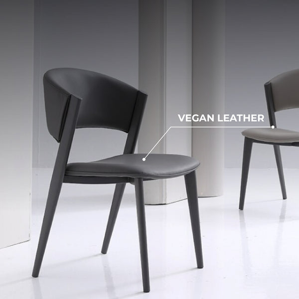 Dior Designer Dining Chair with Carbon Steel Legs in Grey