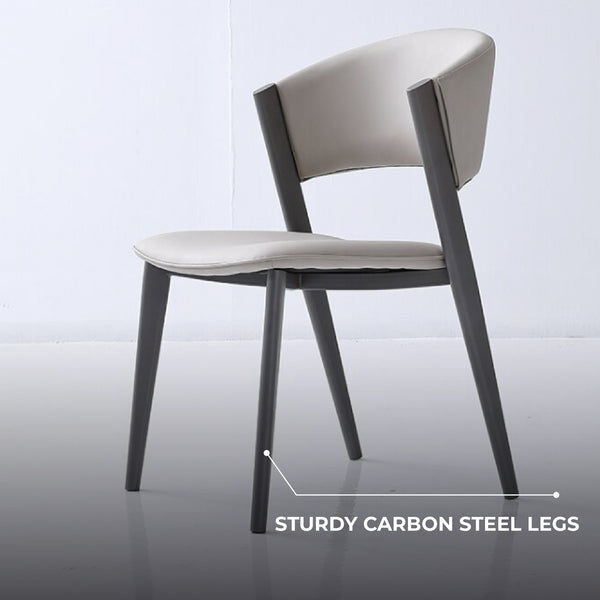 Dior Designer Dining Chair with Carbon Steel Legs in Grey