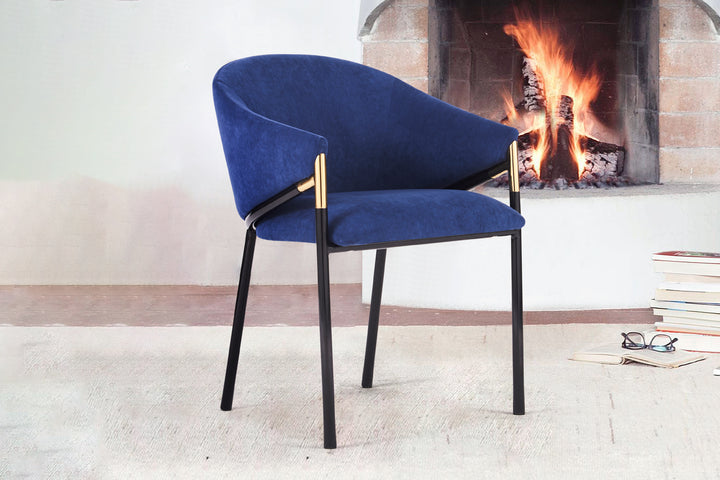Donnie Curved Back Blue Velvet Dining Chair