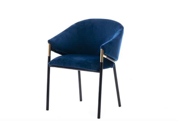 Donnie Curved Back Blue Velvet Dining Chair
