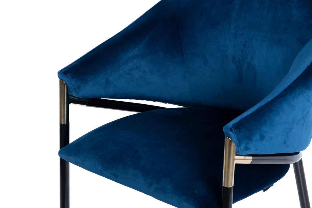 Donnie Curved Back Blue Velvet Dining Chair