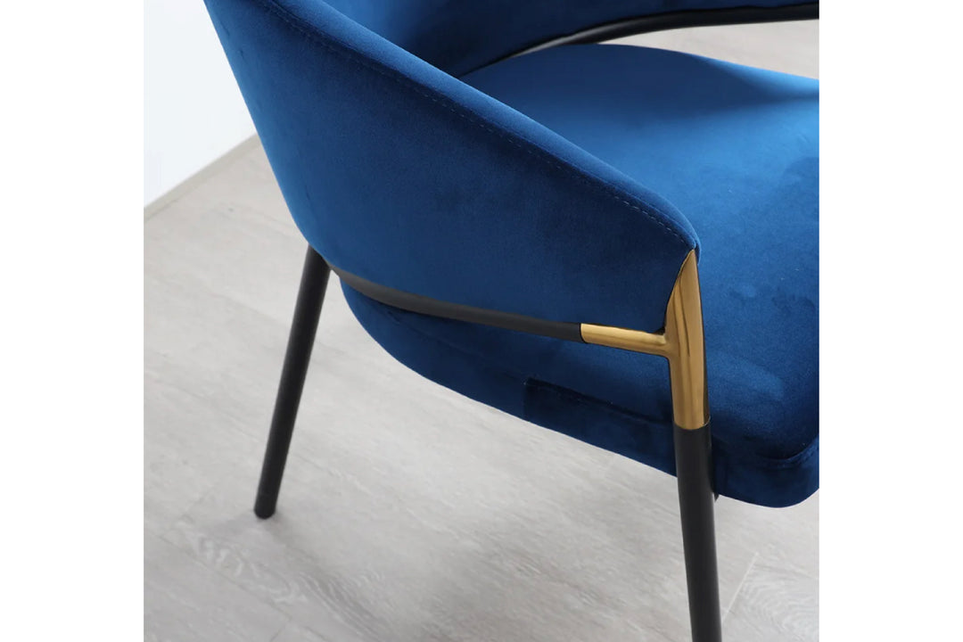 Donnie Curved Back Blue Velvet Dining Chair
