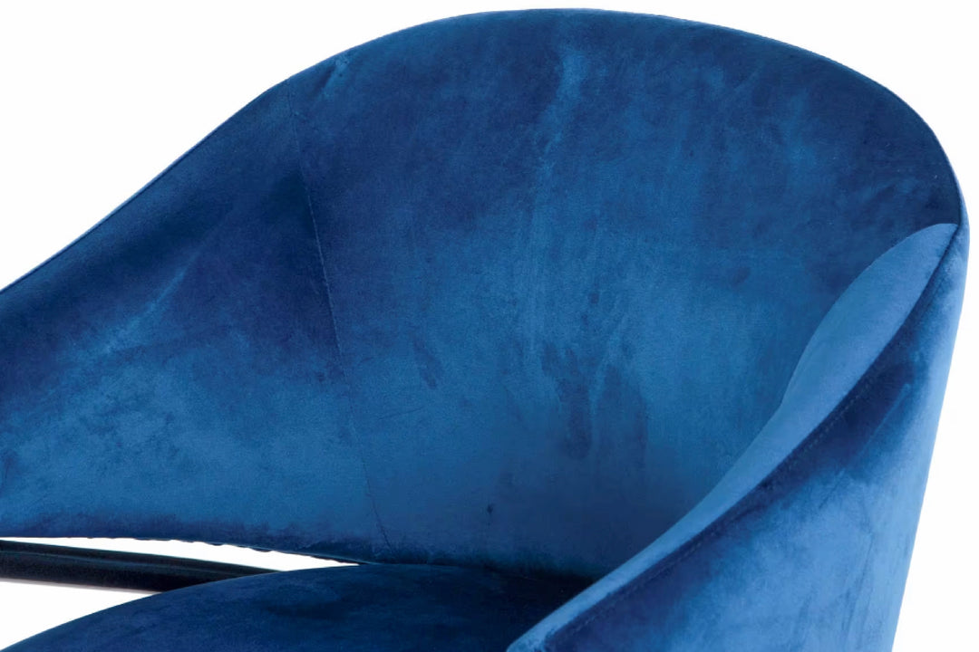 Donnie Curved Back Blue Velvet Dining Chair