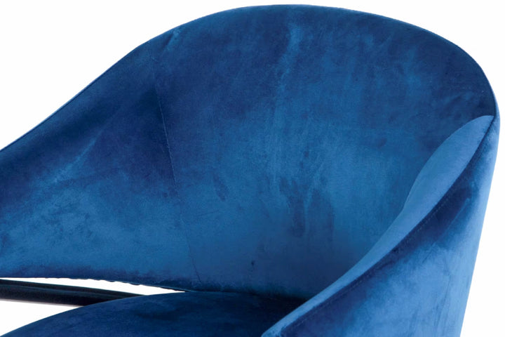 Donnie Curved Back Blue Velvet Dining Chair