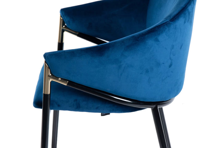 Donnie Curved Back Blue Velvet Dining Chair