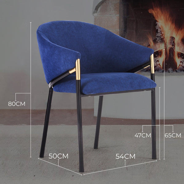 Donnie Curved Back Blue Velvet Dining Chair