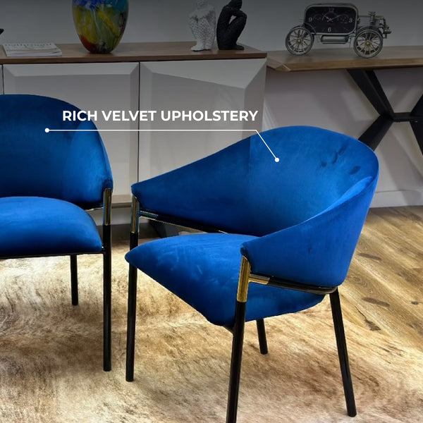 Donnie Curved Back Blue Velvet Dining Chair