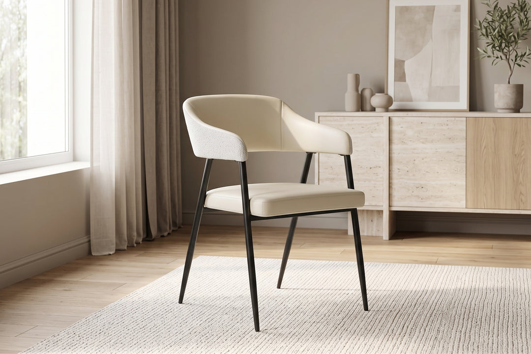 Dora Cream Leather Curved Back Dining Chair