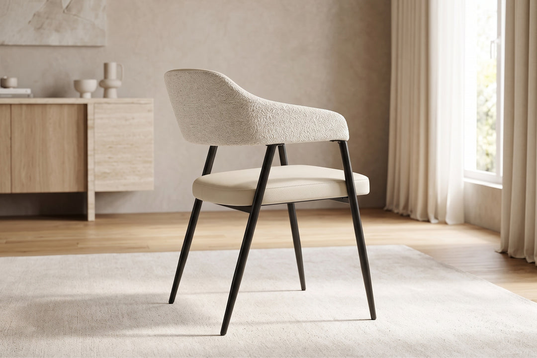 Dora Cream Leather Curved Back Dining Chair