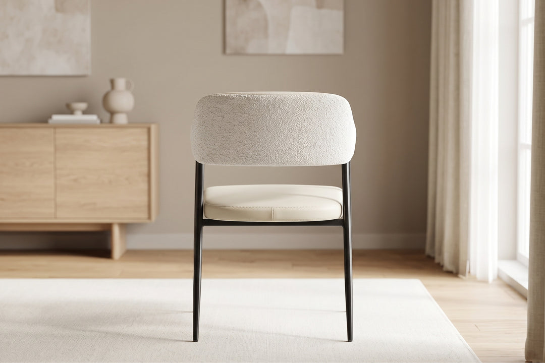 Dora Cream Leather Curved Back Dining Chair