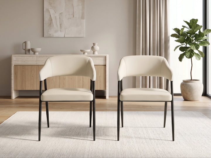 Dora Cream Leather Curved Back Dining Chair