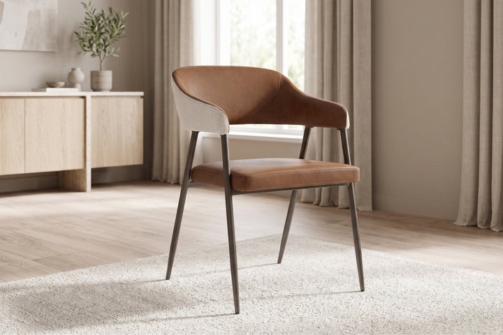 Dora Tan Leather Curved Back Dining Chair