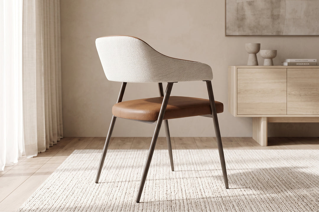 Dora Tan Leather Curved Back Dining Chair