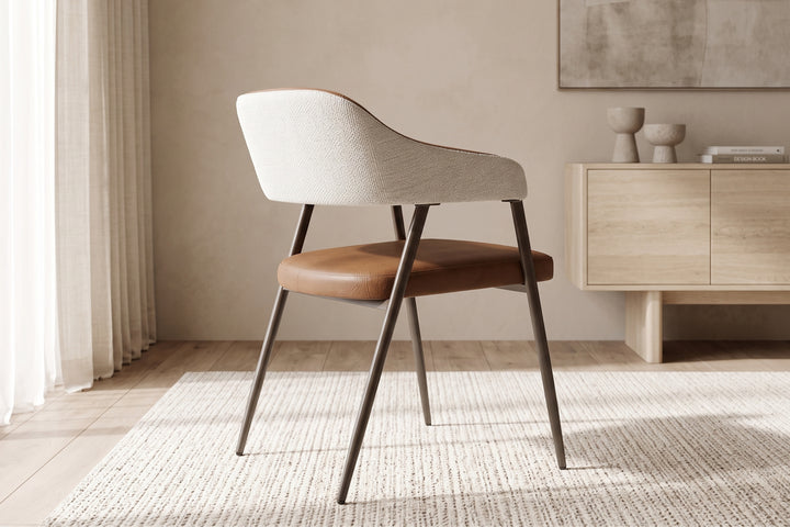 Dora Tan Leather Curved Back Dining Chair