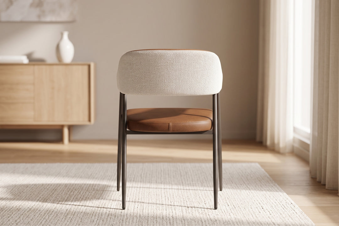 Dora Tan Leather Curved Back Dining Chair