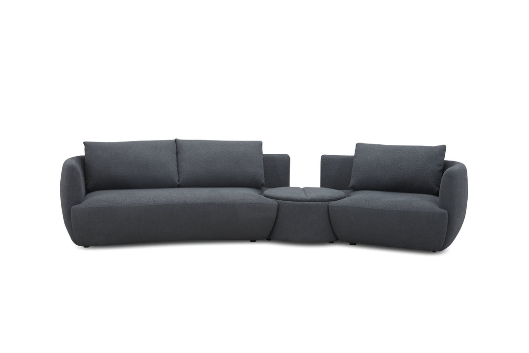 Blue sectional sofa on a white background