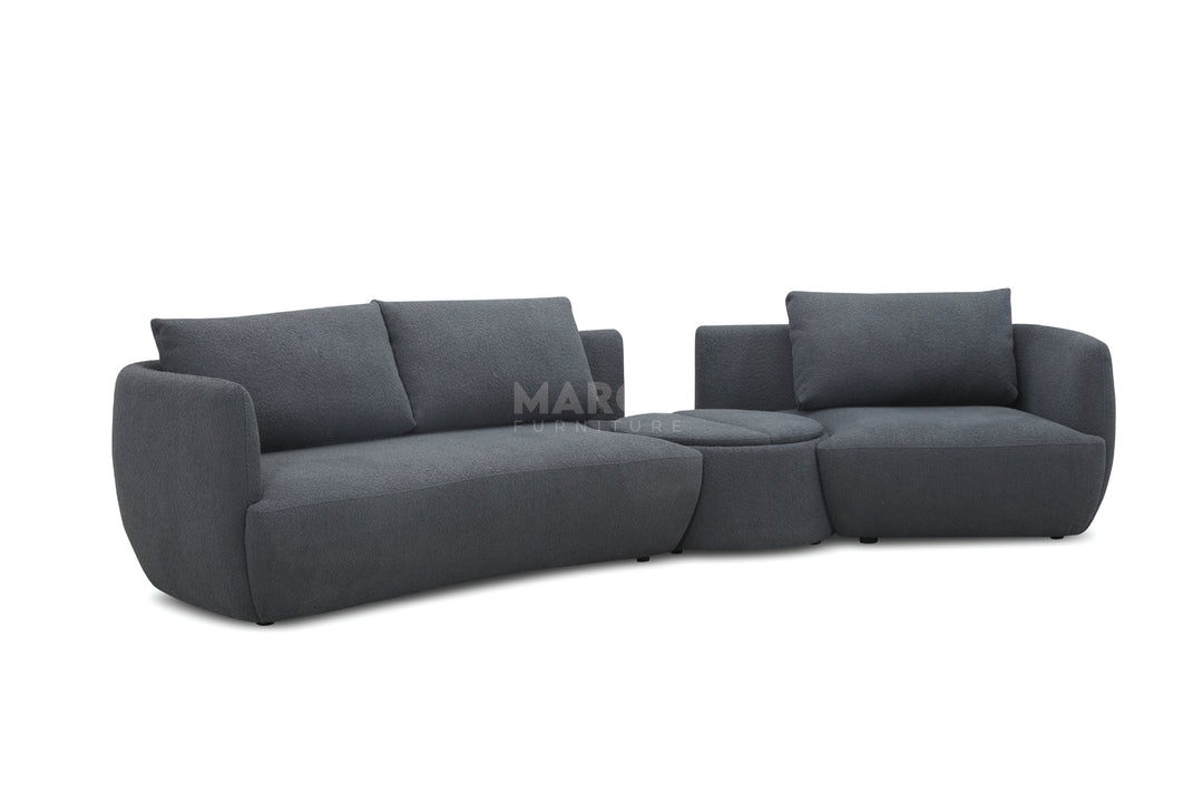 Dove 6-Seater Corner Fabric Lounge with Ottoman – Modern Sectional Sofa
