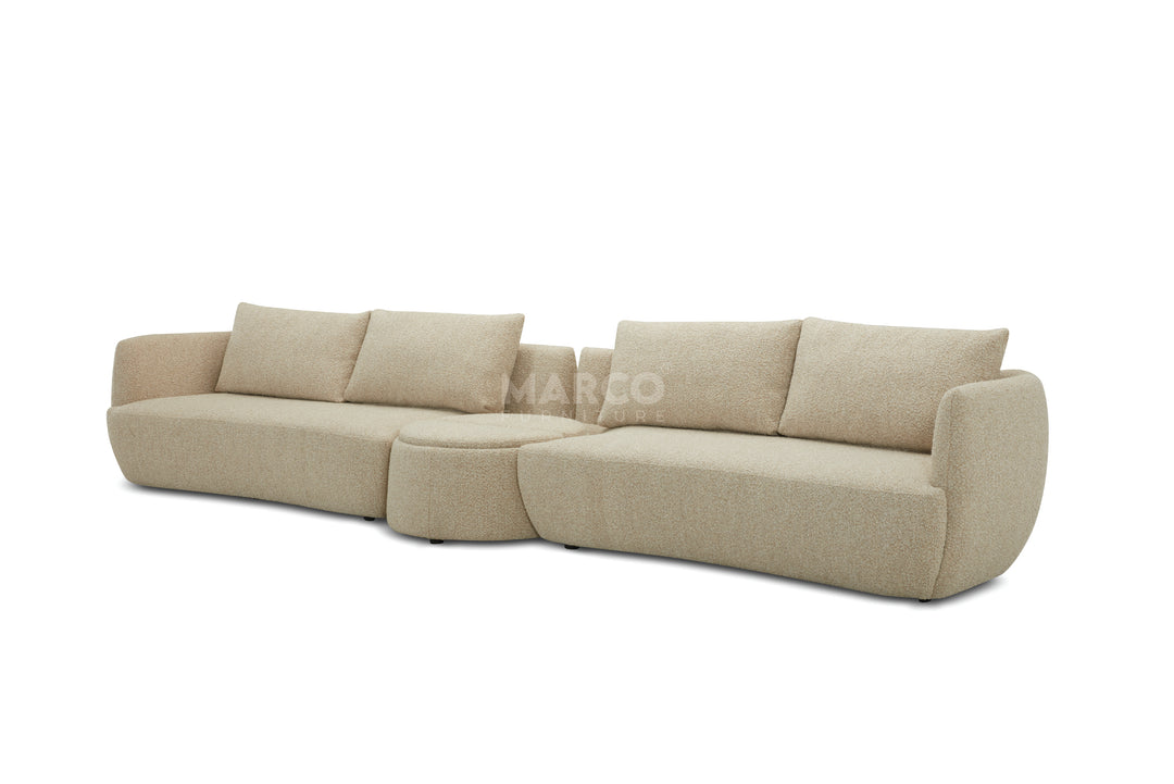 Light green sectional sofa on a white background