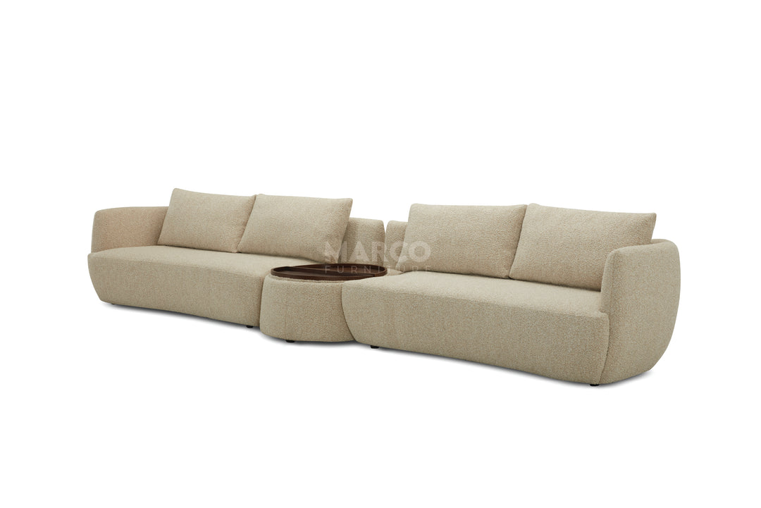 Light green sectional sofa on a white background