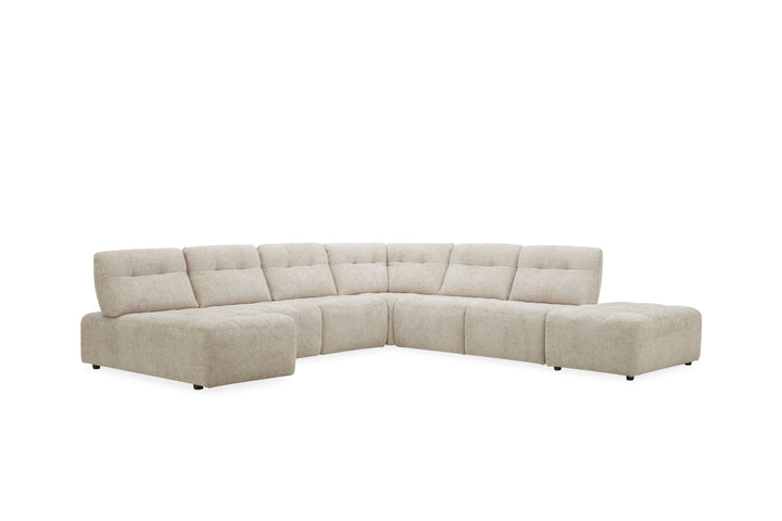 Beige sectional sofa on a white background