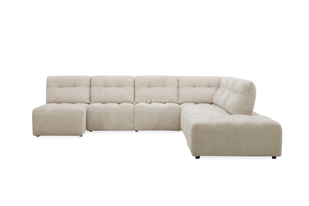 Beige sectional sofa on a white background