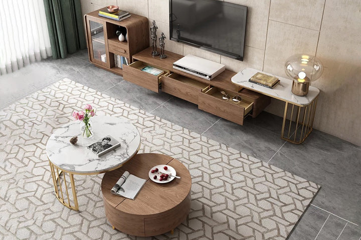 Earl Modern Nesting Coffee Table with Marble Top (Set of 2)