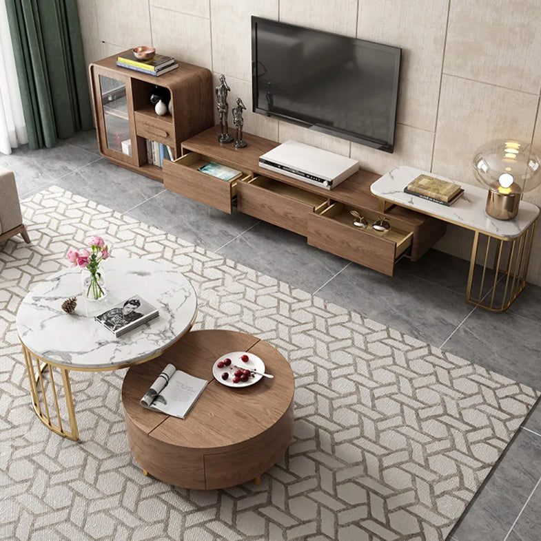 Modern Extendable Marble TV unit | Low Line Entertainment Unit in ...