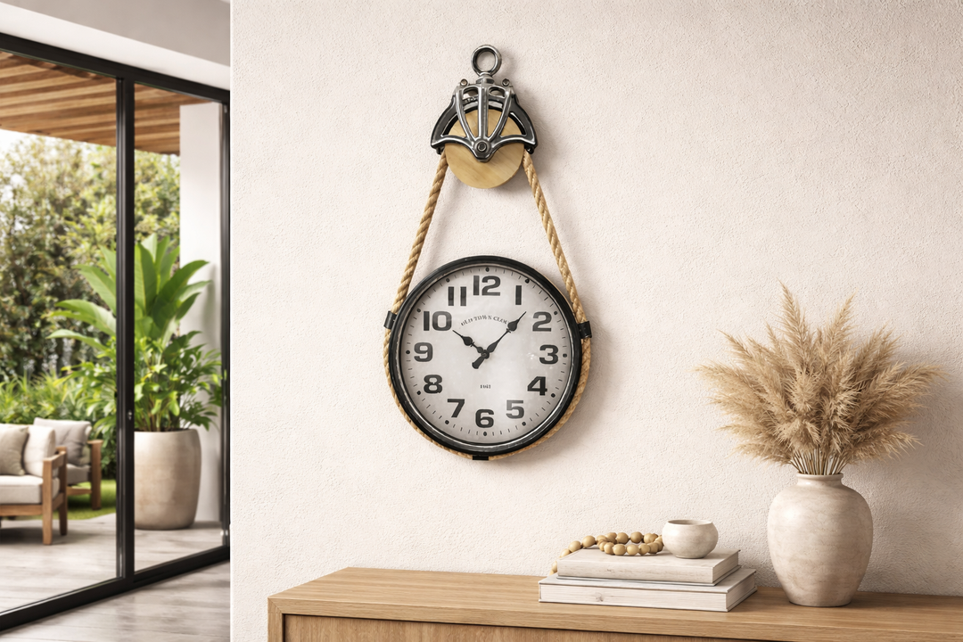 Early Settler Rope Hanging Wall Clock (90 cm)