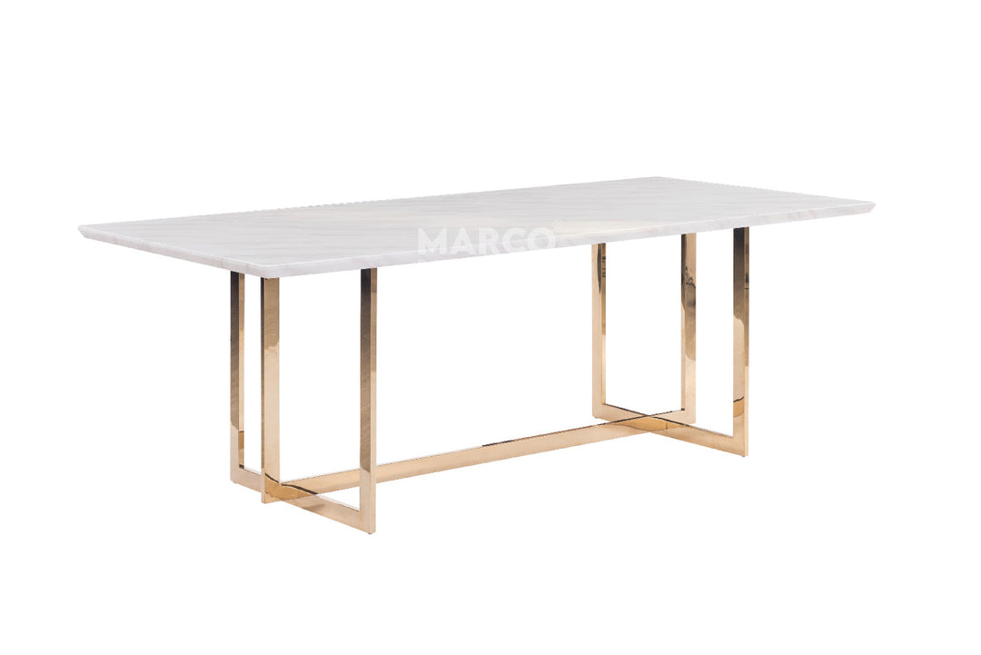 Eden Marble Top Dining Table - Champagne Gold Stainless Steel Frame