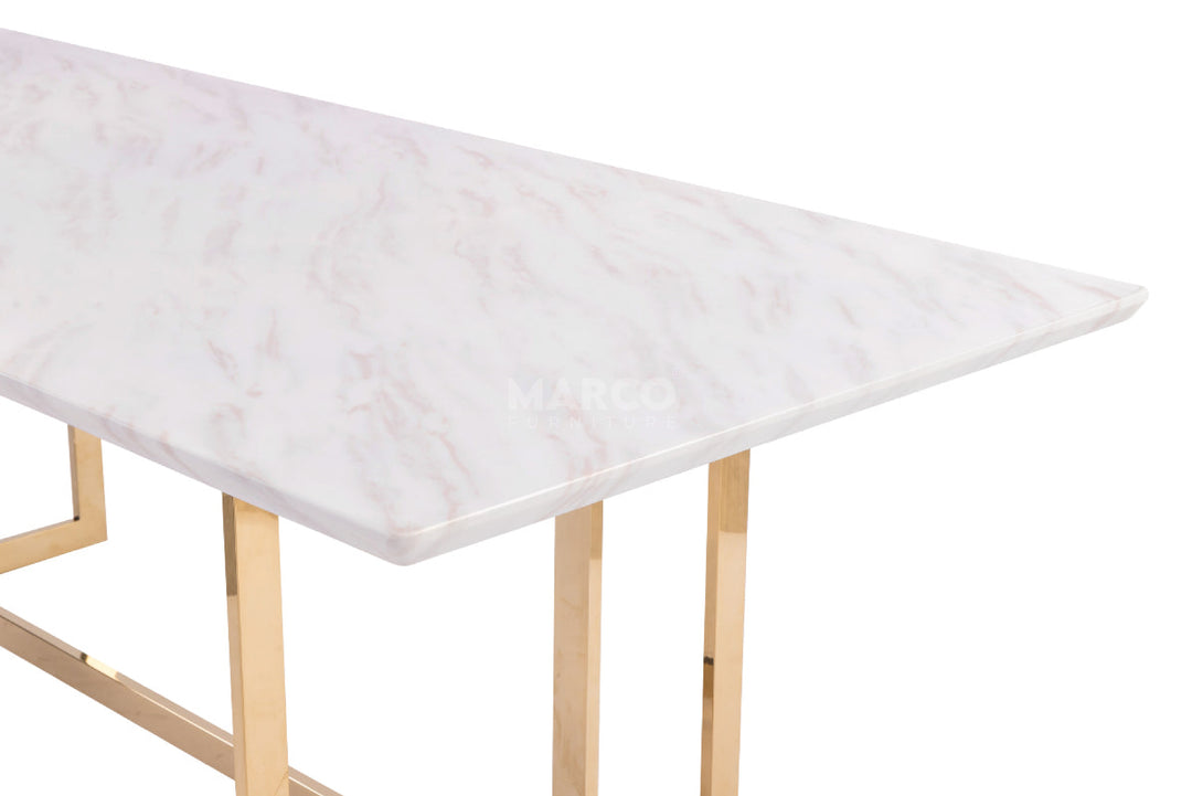 Eden Marble Top Dining Table - Champagne Gold Stainless Steel Frame
