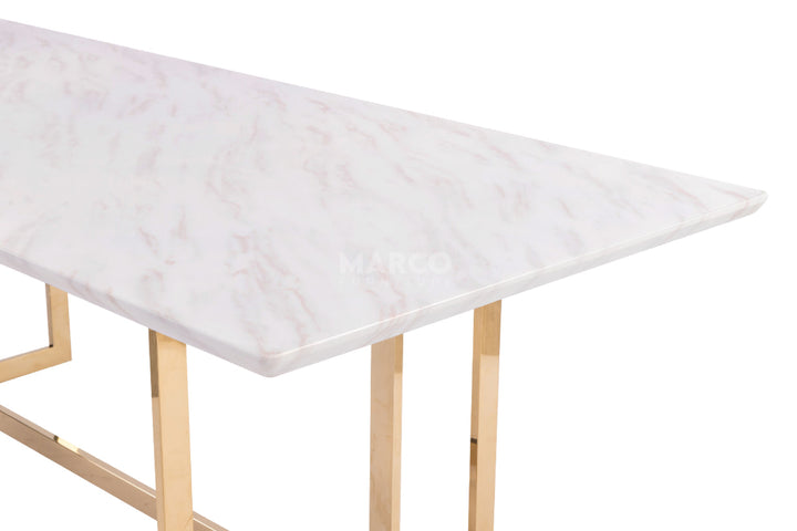 Eden Marble Top Dining Table - Champagne Gold Stainless Steel Frame