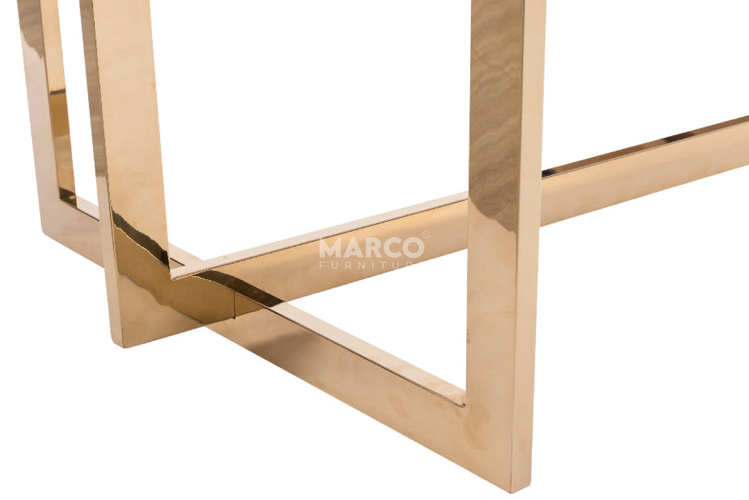 Eden Marble Top Dining Table - Champagne Gold Stainless Steel Frame