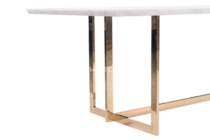 Eden Marble Top Dining Table - Champagne Gold Stainless Steel Frame