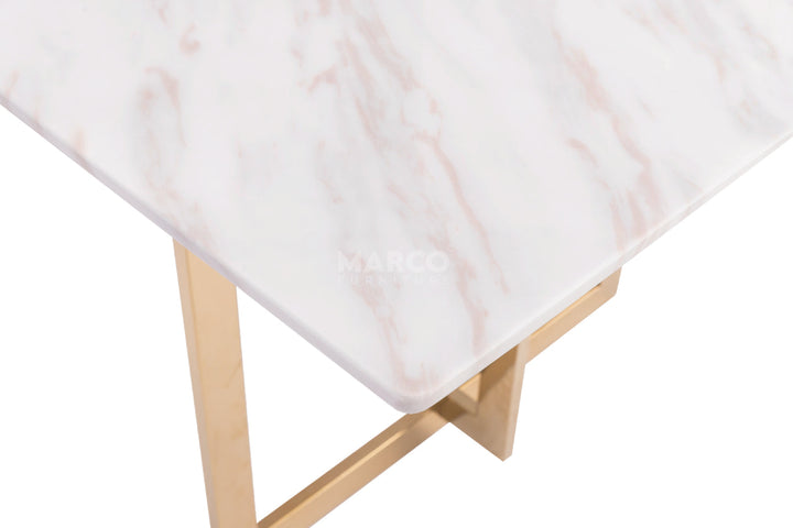 Eden Marble Top Dining Table - Champagne Gold Stainless Steel Frame