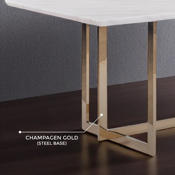 Eden Marble Top Dining Table - Champagne Gold Stainless Steel Frame