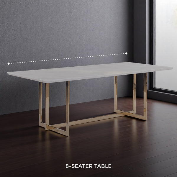 Eden Marble Top Dining Table - Champagne Gold Stainless Steel Frame