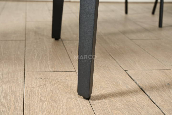 Elora Spanish Ceramic Top Extendable Dining Table - Matte Black Metal Legs
