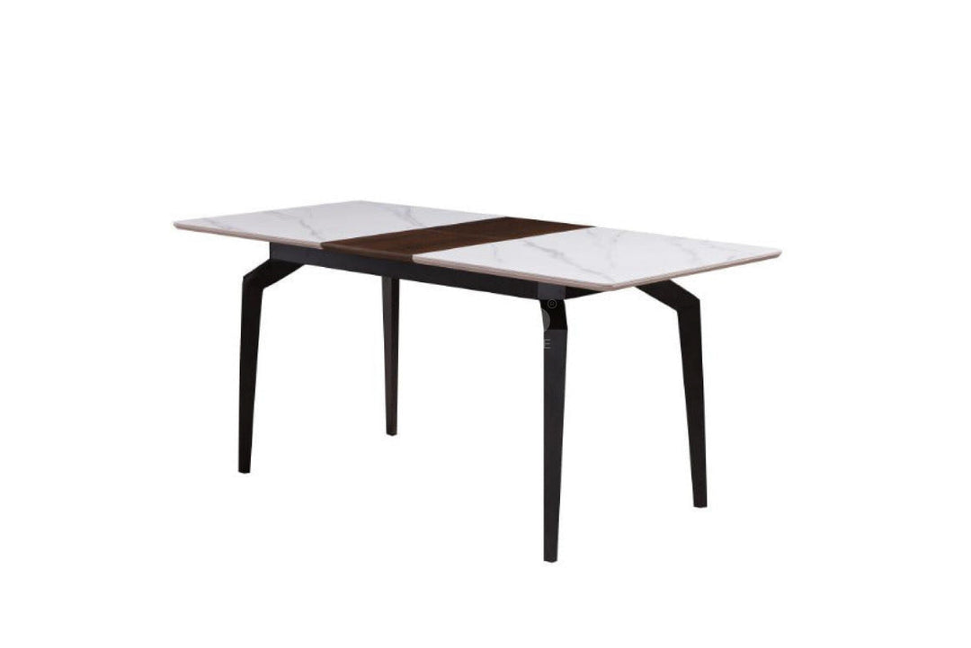 Elora Spanish Ceramic Top Extendable Dining Table - Matte Black Metal Legs